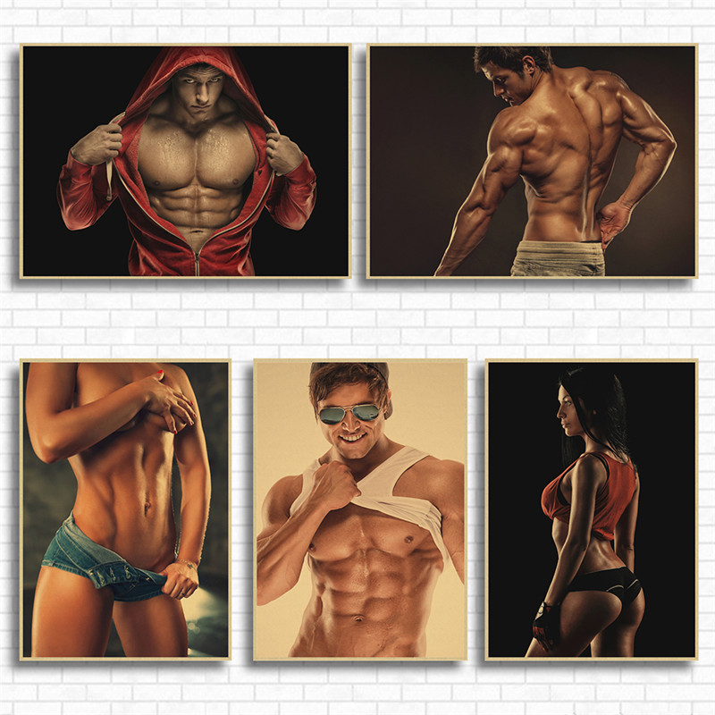 Home Gym Wallpaper - Мышечный бодибилдинг, искусственная кожа, винтажная крафт-бумага,