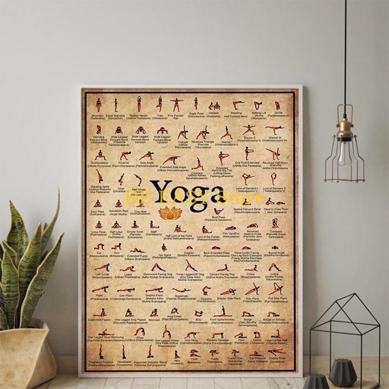 Home Gym Wallpaper - E28F Ретро Винтаж Йога Художественные принты