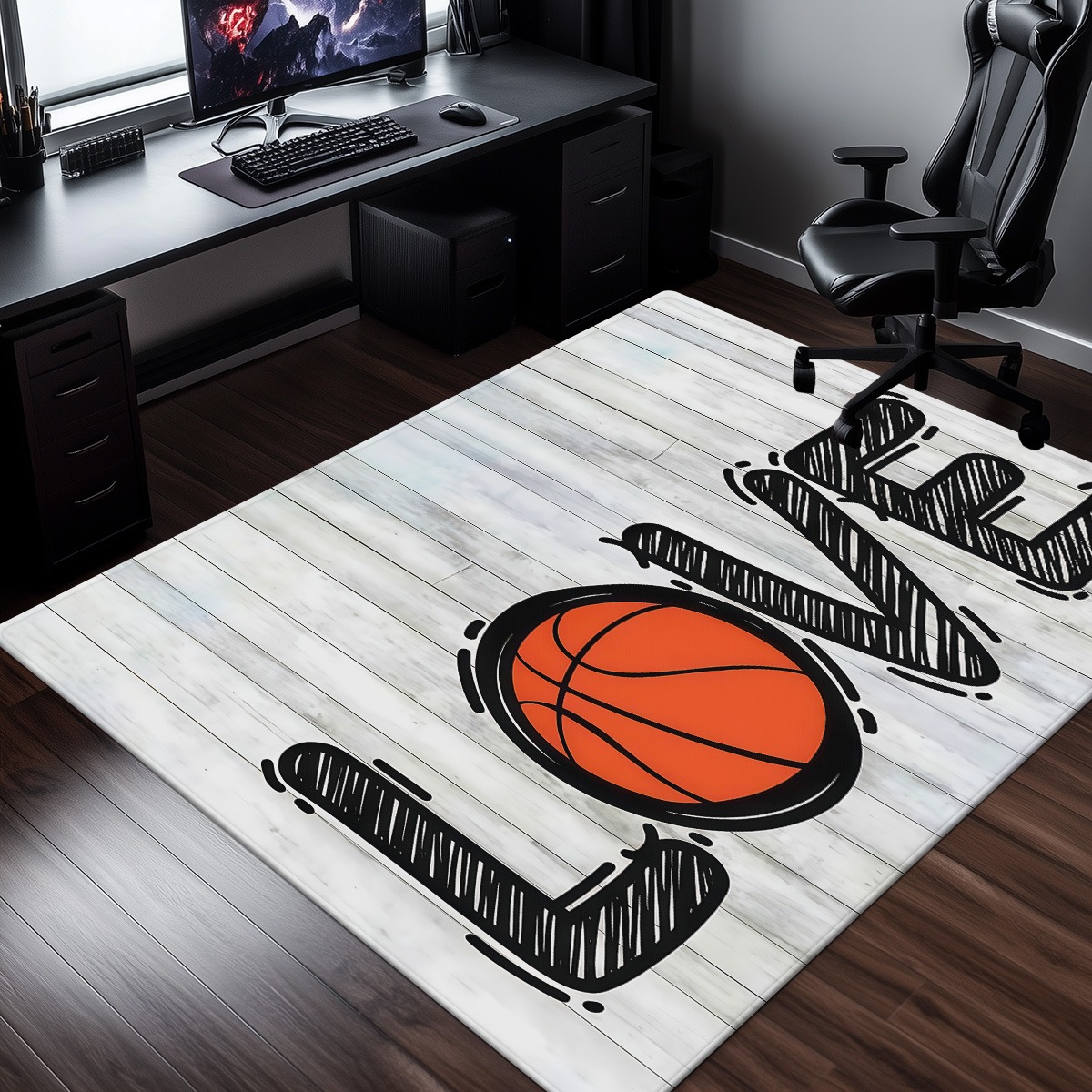 Home Gym And Basketball Court - Баскетбольный ковер с текстурой дерева и